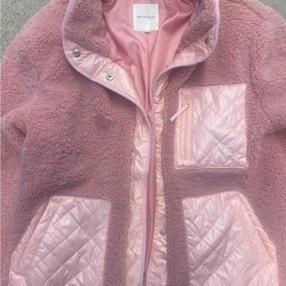 Avec Les Filles Jackets & Blazers - Avec Les Filles Pink Sherpa Jacket